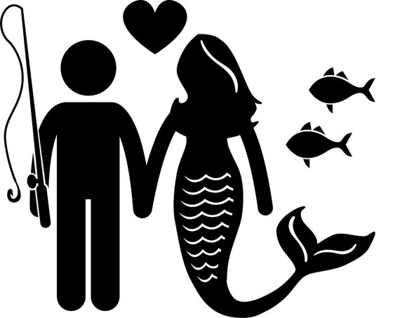 Fisherman and Mermaid Couple Love Siren Fish Love