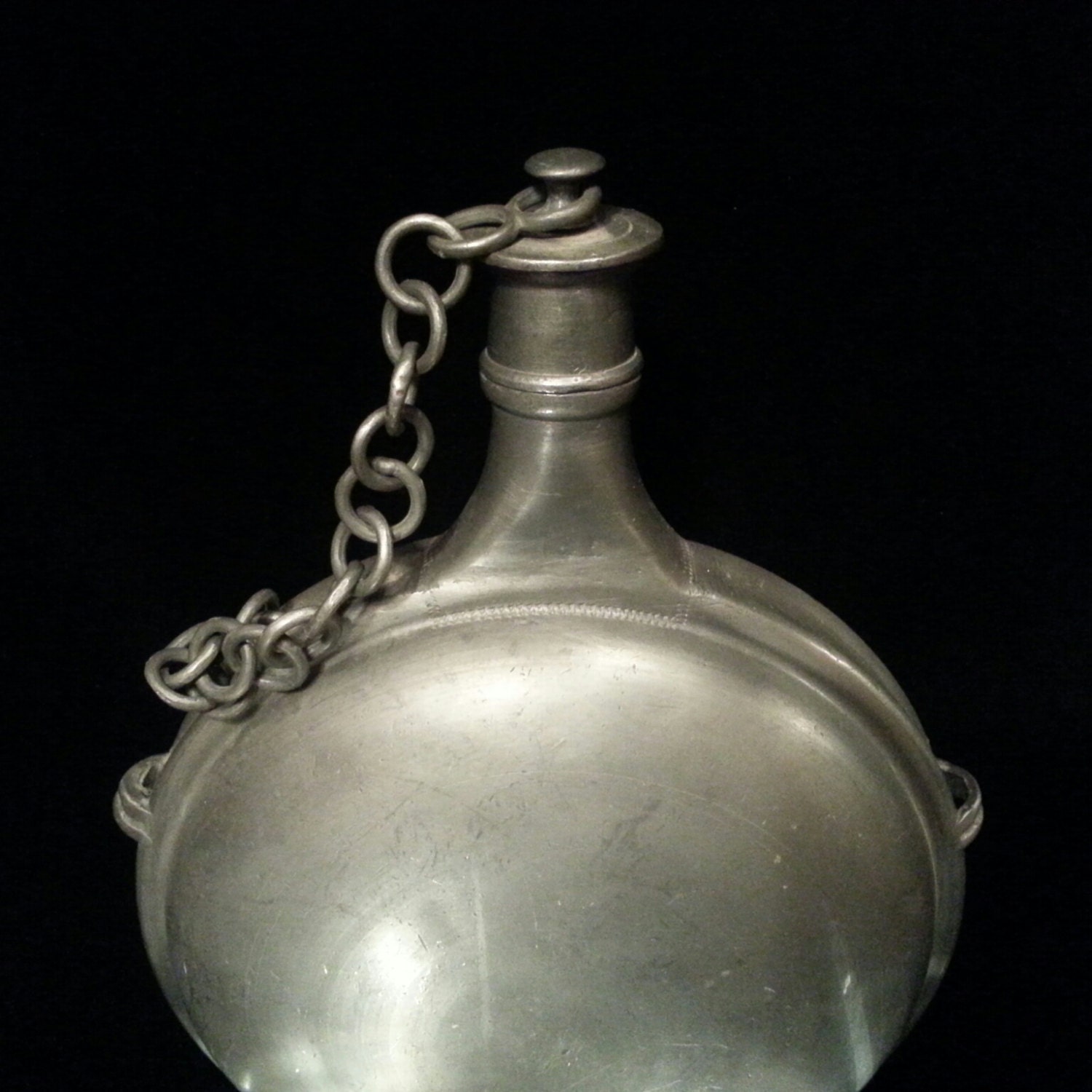 Antique Italian Pewter Wine Whiskey Canteen Flask Decanter