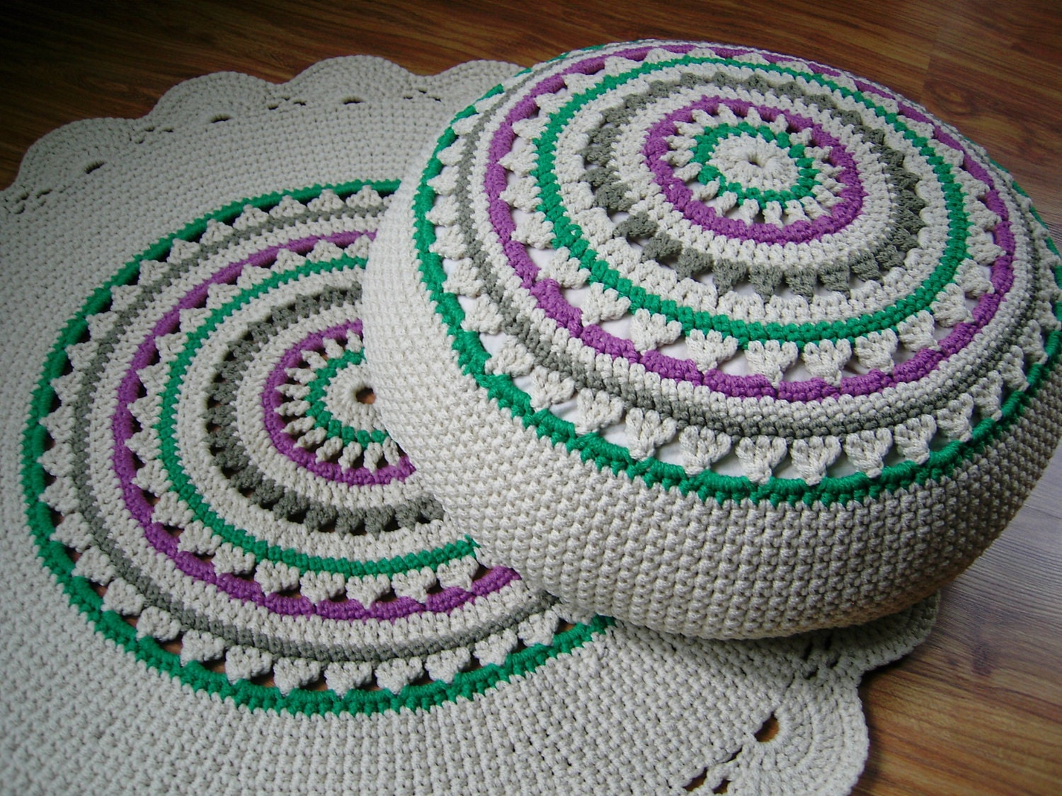 Crochet Pouf / Ottoman / Floor Cushion / Eco by CrochetFolkArt