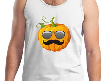 Aviators and Mustache Jack O'Lantern Halloween Tank Top T-Shirt 2200 - HW-129