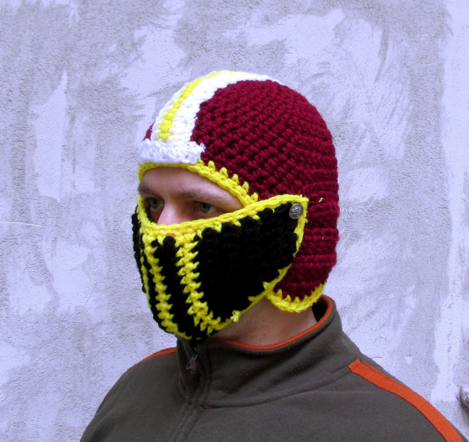 boyfriend gift Crochet football helmet face mask by paintcrochet
