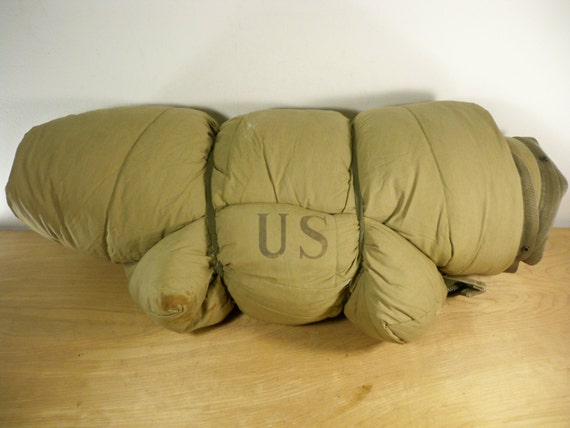 Vintage US Army Feather Fill Sleeping Bag M-1949 Mummy Field Camping Hunting Size Large Made in USA