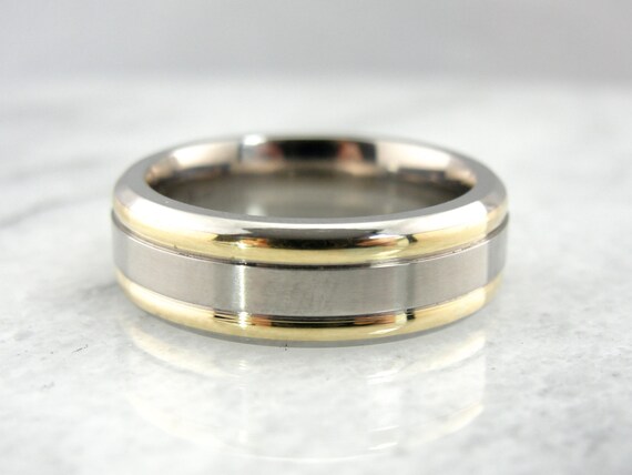 Handsome Titanium Yellow Gold Wedding Band - NK91PR-P
