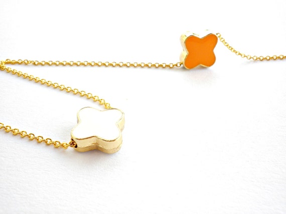 ... cross necklace -Layering necklace -White cross necklace -Gold chain
