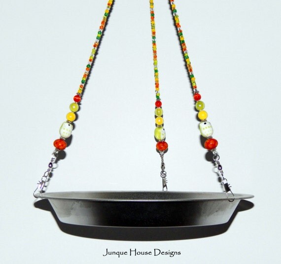 Items similar to Hanging Pie Plate Bird Feeder Owls in Citrus on Etsy