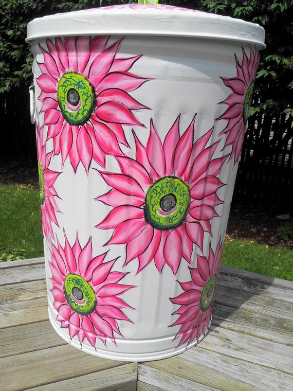 Decorative Hand Painted 20 Gallon Galvanized Metal