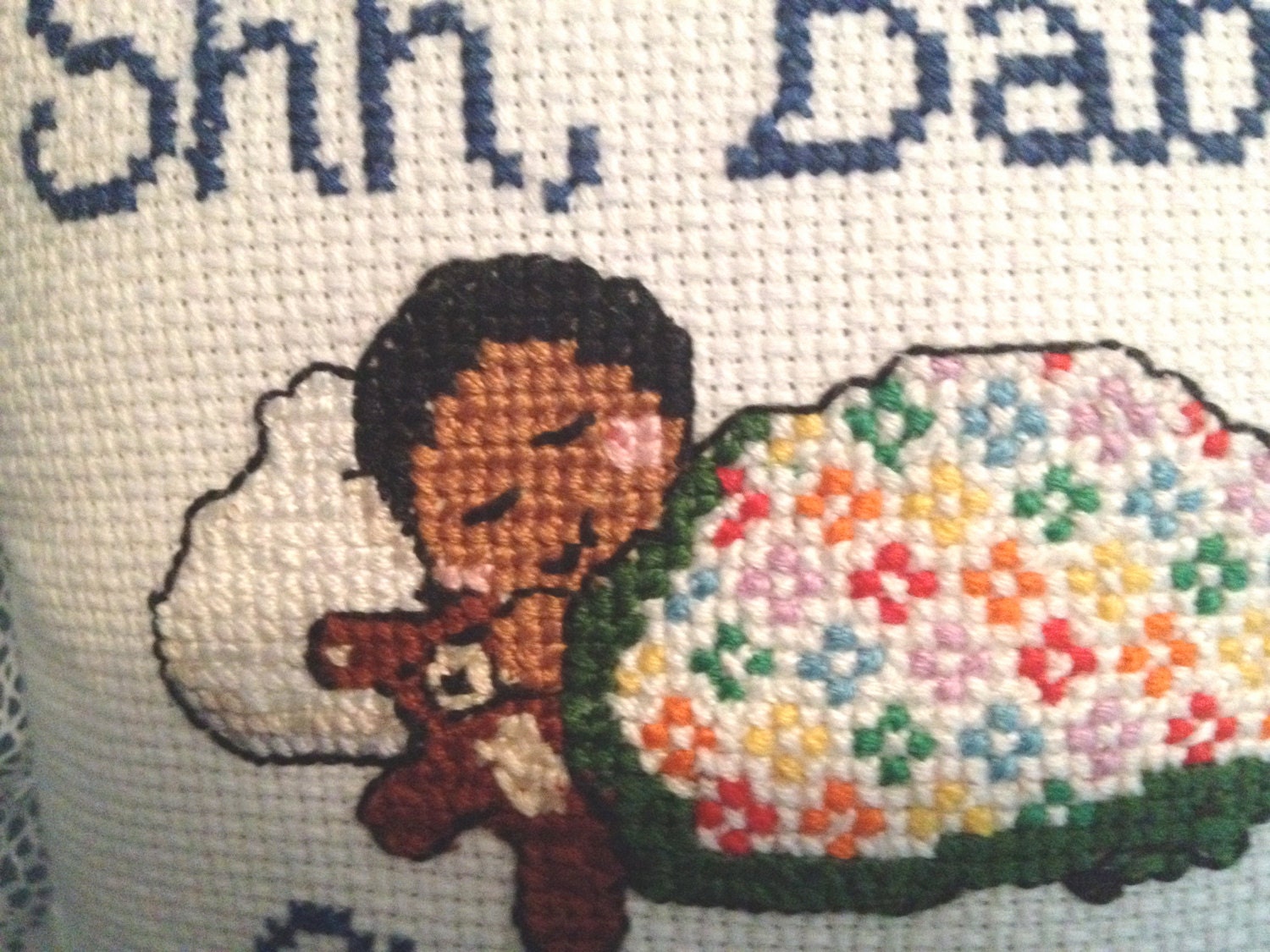 Cross Stitch Baby Sleeping Pillow