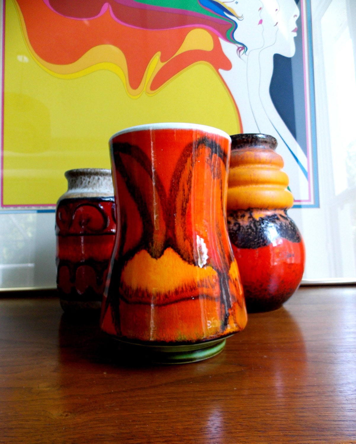 Poole Pottery Delphis Vase 83 Psychedelic Orange England Mid