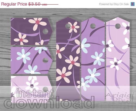 ON SALE 50 % OFF Mother's day purple printable gift tags and bookmarks, spring violet flowers, printable supplies,instant download Il_570xn