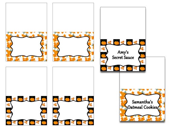 Items similar to Printable Thanksgiving Food Buffet Tent Cards ...