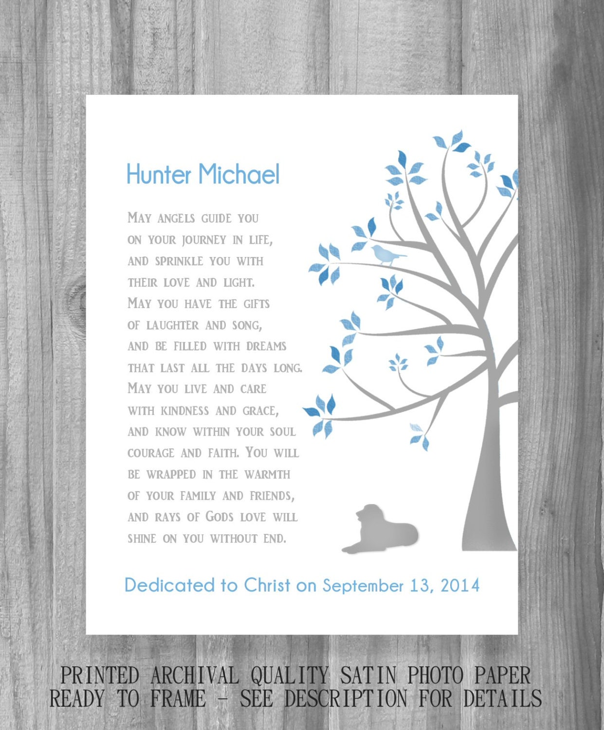 BABY DEDICATION Gift Christening Baptism Personalized Wall Art
