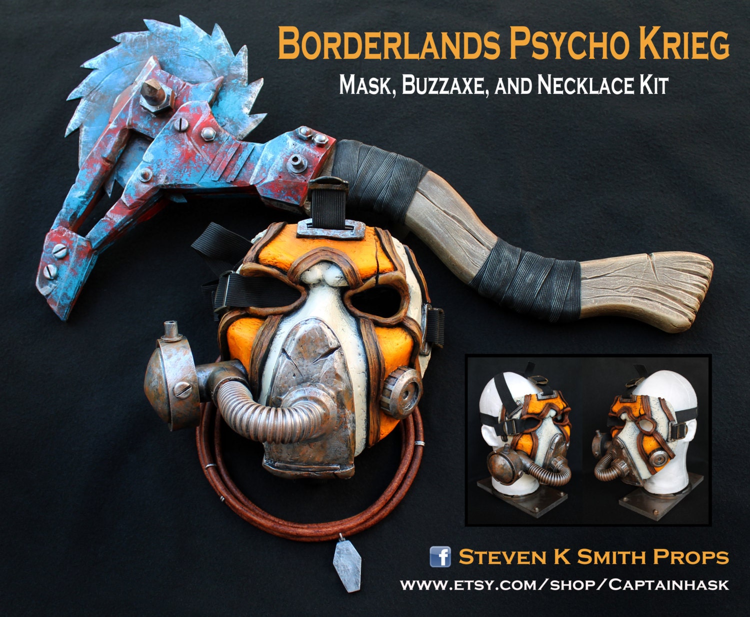 Borderlands Custom Psycho Bandit Krieg Cosplay Mask Buzzaxe 5620