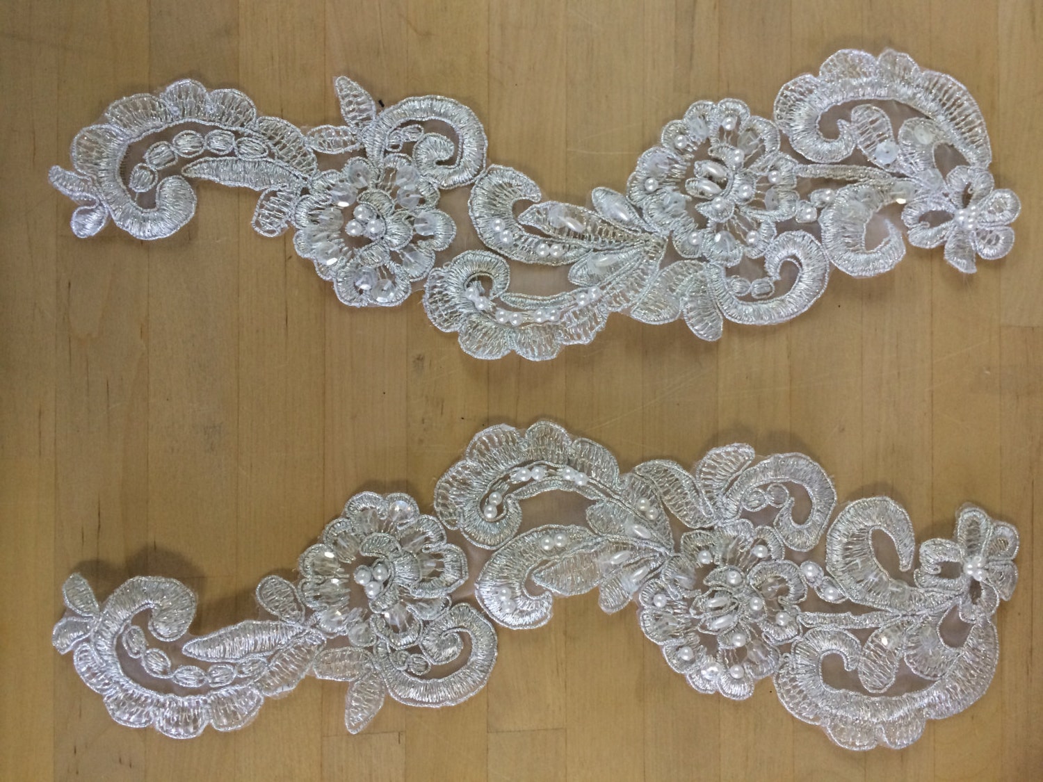 white beaded applique