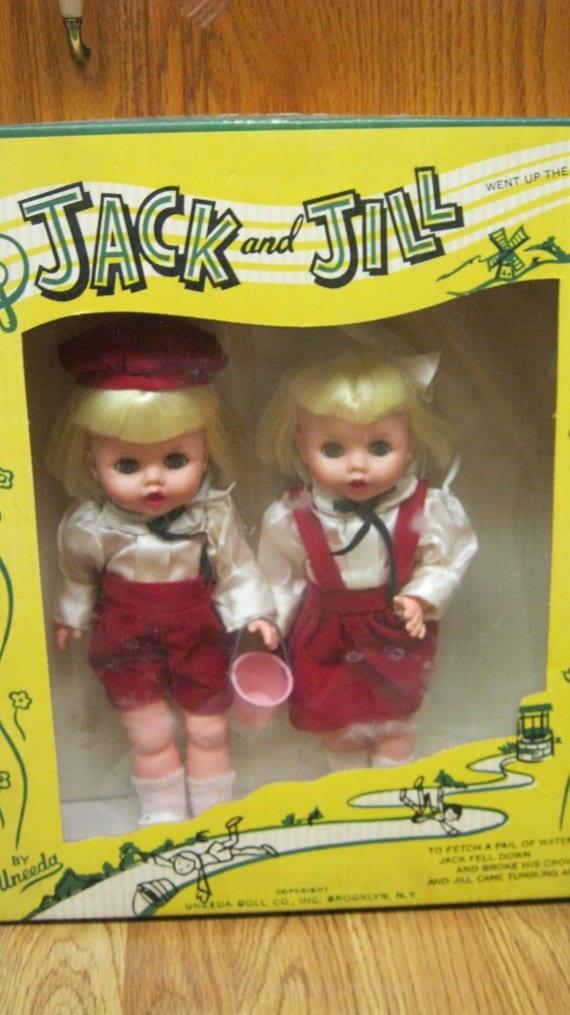 Items similar to Rare 1950's Uneeda Dolls JACK & JILL Nursery Rhyme