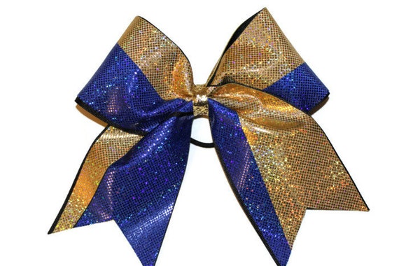 Blue and Gold Cheer Bow - wide 8