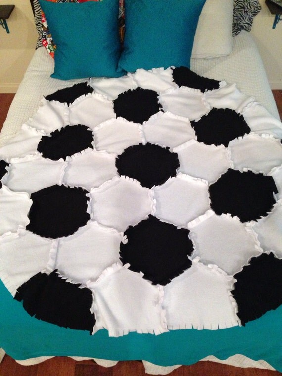 Fleece Soccer Ball Rag Quilt/Blanket Throw