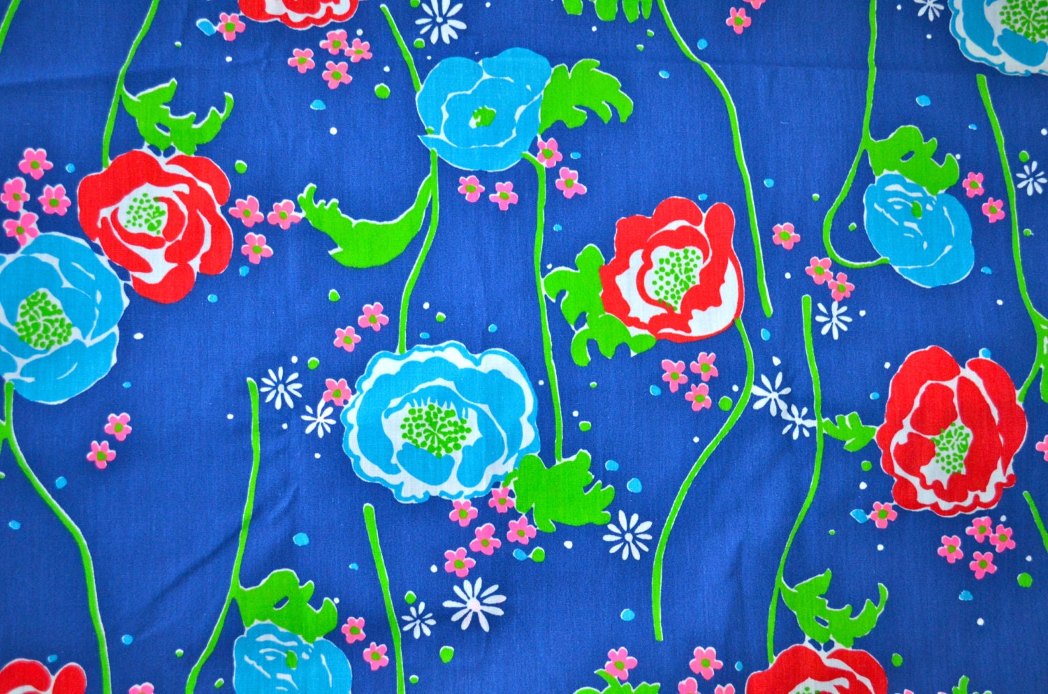 Vintage Lilly Pulitzer Fabric: Red & Blue by ThePreppyPony on Etsy