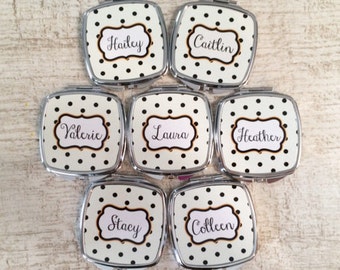 Bridesmaids Gifts - Personalized Bridesmaids Gifts - Bridesmaids - Compact Mirrors - Bachelorette - Bachelorette Gifts - Favors - Set of 7