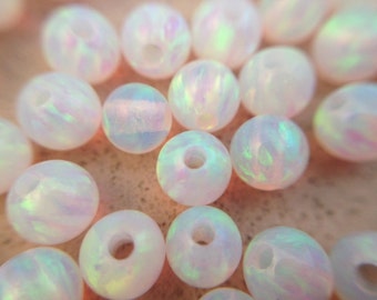 3MM tiny round beads / white opal seed beads / opal beads / loose opal / 3.00 mm opal bead , 10 / 20 / 30 pcs, October birthstone