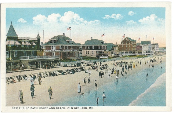 Items similar to Old Orchard Beach, Maine Photo Postcard, c. 1910 on Etsy