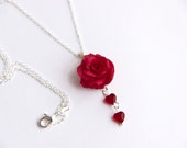 Pendant "Red Rose" for women  pendant gift flower pendant jewelry with flowers