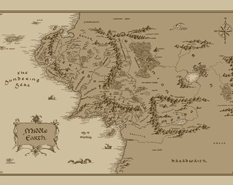 Medium Middle Earth Map cotton fabric: Lord of The by FandomFabric