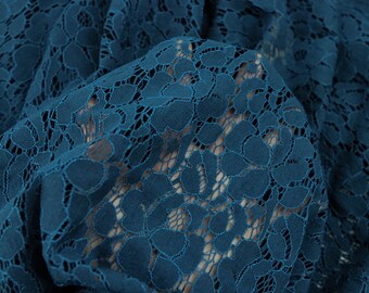 Teal Cotton Lace Fabric by the Yard Wedding Bridal Craft Lace Material Cotton Teal Lace Fabrics - 1 Yard Style 200