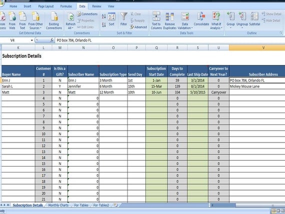 Monthly Subscription Box Tracking Template by TimeSavingTemplates