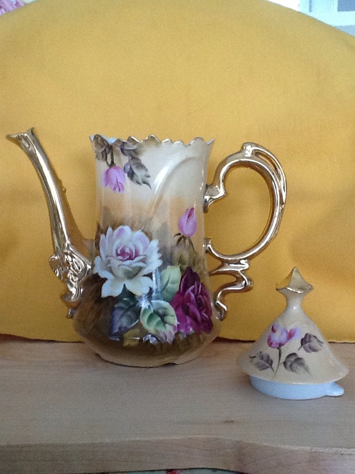 Exquisite Hand Painted Vintage Lefton China Teapot/ Antique Teapot