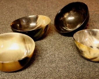Hand carved Viking horn bowl