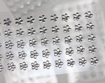 6mm Crystal Clear Stick On Flower Rhinestones Face Gems For Invitations and Scrapbooking - 50 Pieces