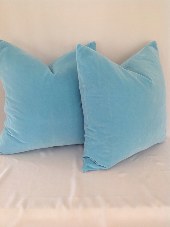 blue velvet pillows