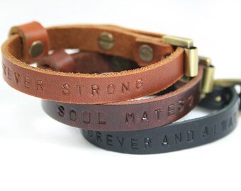 2x His Hers Matching Bracelet, Couple Bracelet, Leather Bracelet, Custom Bracelet, Personalized Bracelet, Anniversary Gift, Cuff, Bracelet