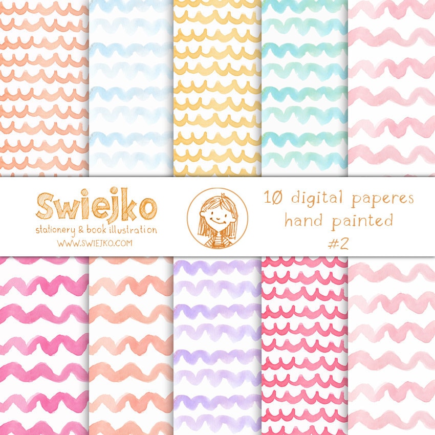 Watercolor Digital Paper Watercolor Pattern Set by SwiejkoForPrint