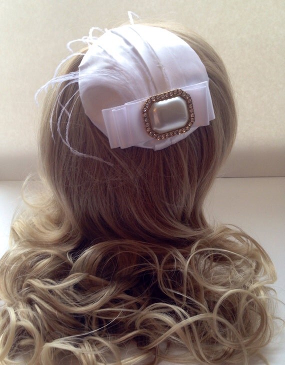 Items similar to Wedding Hairpiece,Bridal Hair Accessories,White Hat