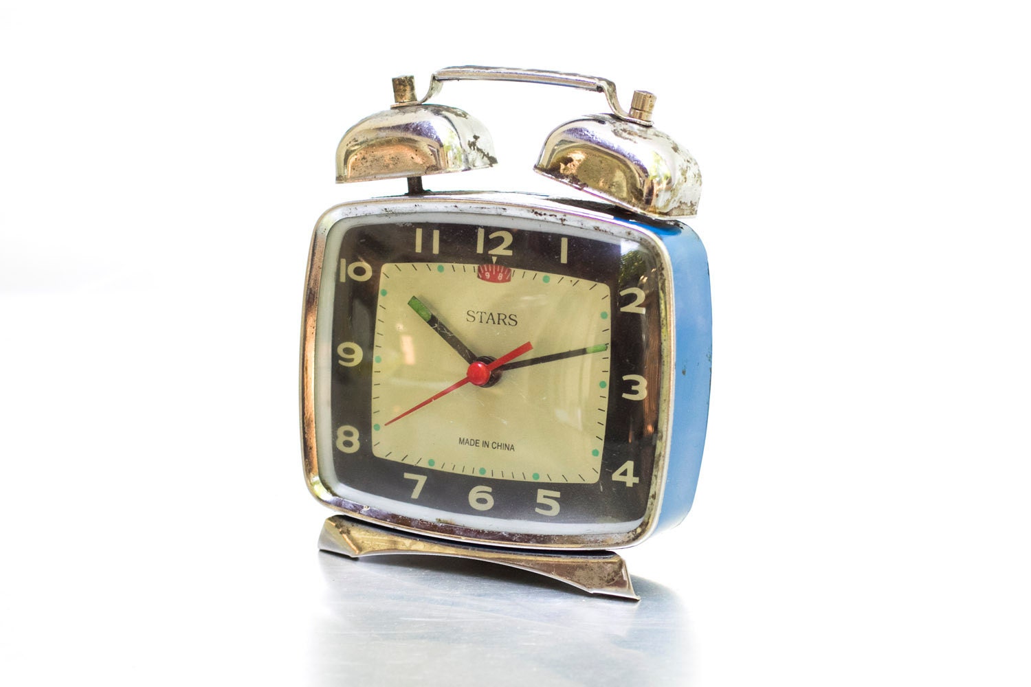 Vintage Blue Stars Chinese Mechanical Alarm Clock China Clock