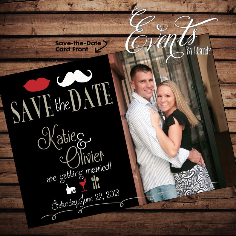 Wedding Save the Date Sample Postcard Lips with Mustache