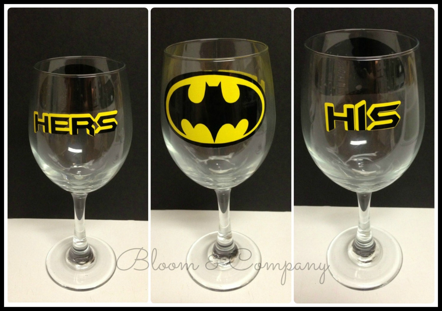 Pair of His and Hers Batman Wine Glasses 20oz by