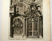 Rare Antique French Engraving Print "Landscape Portrait Panel" Le Pautre 1752 #4