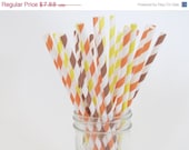 ON SALE 50 Fall Orange, Brown & Yellow Paper Straw Mix - Thanksgriving Party Supply - ships less than 24 hours Il_170x135