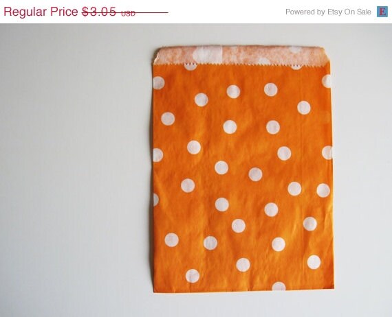 10% off - 12 Orange DOT Designer Party Favor Bags, Weddings, Birthday, Showers Il_570xn