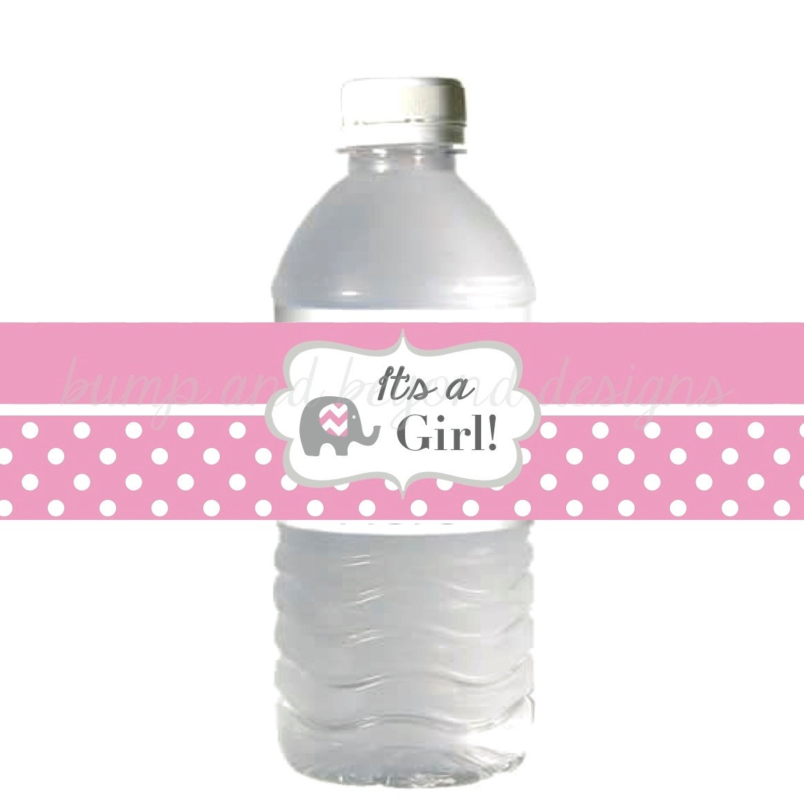 its a girl water bottle labels baby shower gum pink grey