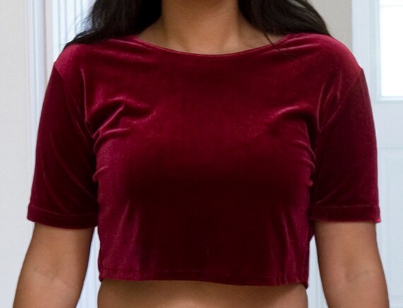 maroon velvet crop top