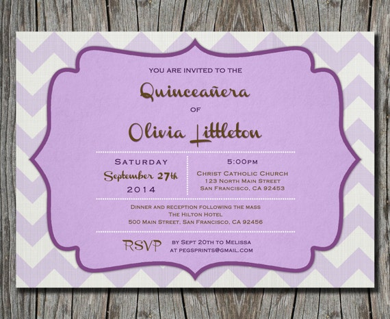 Printable Quinceanera Invitation Quinceanera Invites by PegsPrints