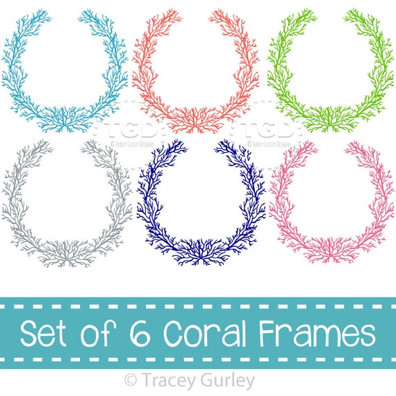 Coral Frames set of 6 colors coral wreath coral frame