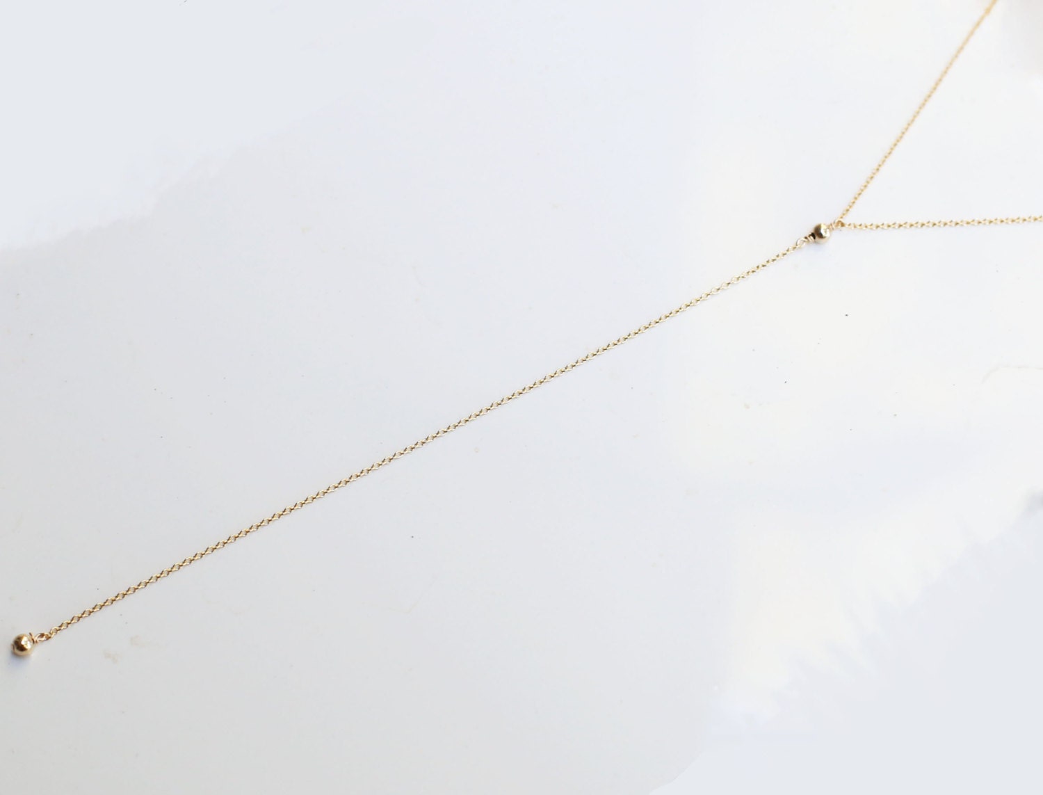 Mini Ball Lariat Necklace Sterling silver and Gold filled