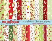 80% OFF Traditional Christmas digital paper, vector graphics, commercial use, digital clipart, instant download- AMB-427 Il_170x135