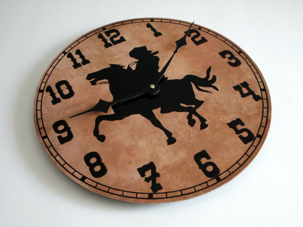 Cowboy Wall Clock Western Wall Clock Boys Room Man Cave