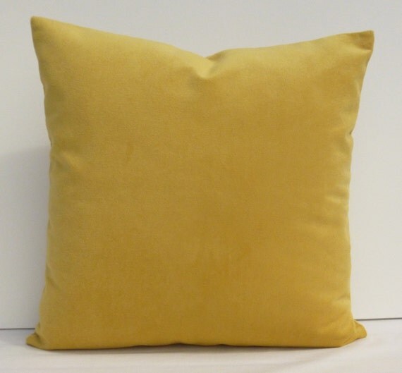Yellow Velvet Pillow Decorative Throw Cushion by SophiesBazaar