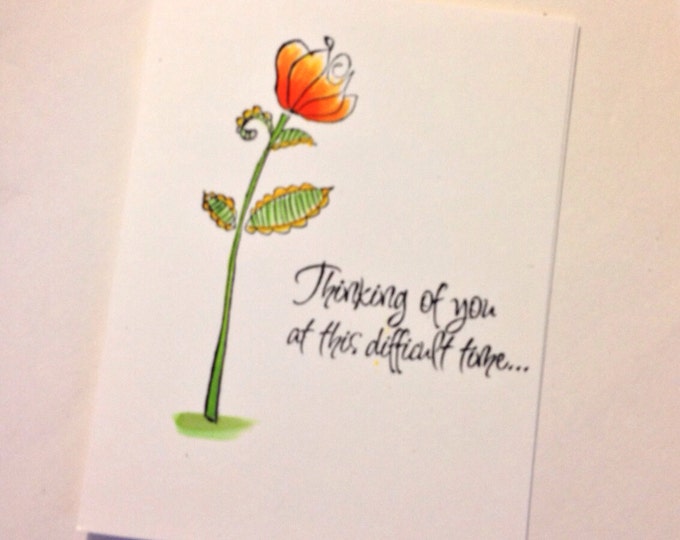 Sympathy Card / Thinking of You / Handmade - blank inside